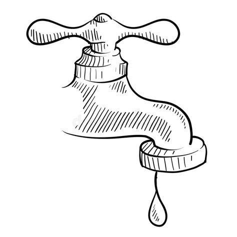 Faucet Sketch, Faucet Drawing, Water Drop Drawing, Dripping Faucet, Hair Stenciling, Dripping Water, Leaky Faucet, Water Drip, World Water Day