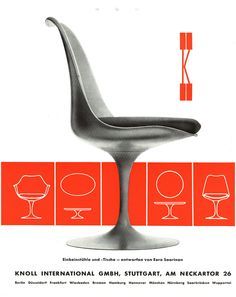 Knoll Saarinen Tulip Chair, Balance Composition, View Reference, Tulip Chair Saarinen, Knoll Furniture, Mid Century Illustration, Furniture Ads, Tulip Chair, Iconic Chairs