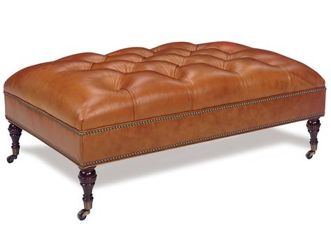 30-B Bench Tufted Leather Ottoman, Leather Cocktail Ottoman, Club Furniture, Sectional Sofa With Recliner, French Style Furniture, Tufted Leather, Leather Bench, Tufted Ottoman, Chair And A Half