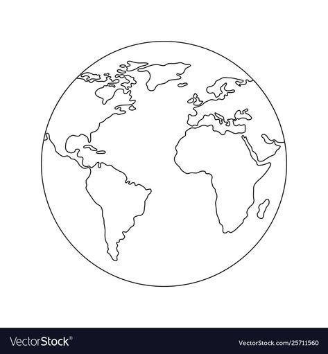 Earth Outline Drawing, Planet Earth Tattoo Design, Earth Globe Illustration, Earth Outline Tattoo, Earth Vector Illustration, Earth Globe Tattoo, Globe Art Drawing, World Drawing Earth, World Illustration Globe