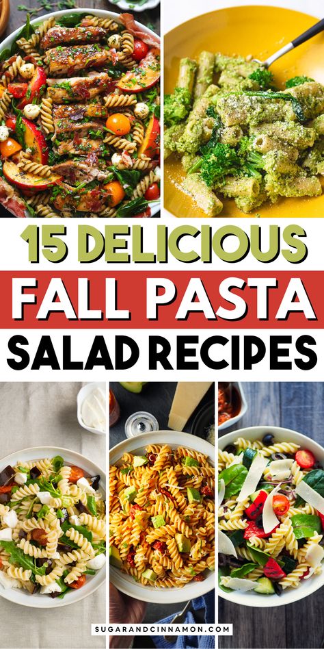 Enjoy the season with these delicious fall pasta salad recipes! ���🍂🥗 Packed with autumn flavors and colorful ingredients, these salads are perfect for entertaining or a cozy family dinner. Discover your new favorite dish! Save this pin for easy access to your fall culinary inspiration! 📌✨ Cobb Pasta Salad Recipe, Warm Pasta Salad Recipes, Fall Pasta Salad Recipes, Turkey Pasta Salad, Fall Pasta Salad, Cold Chicken Pasta Salad, Lemon Pasta Salads, Pasta Salad With Spinach, Healthy Pasta Salad Recipes