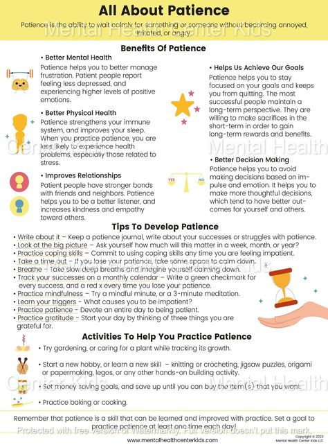 All About Patience – Mental Health Center Kids #Understanding #NutritionTips #Mental #Emotional #Wellbeing #Health #HealthTips #FitnessTips #Wellness #HealthyLiving #SelfCare #Nurturing Therapy Worksheets For Adults, Adolescent Therapy, Single Living, Practice Patience, Therapeutic Recreation, Counseling Worksheets, Mindset Activities, Dbt Skills, Mental Health Activities