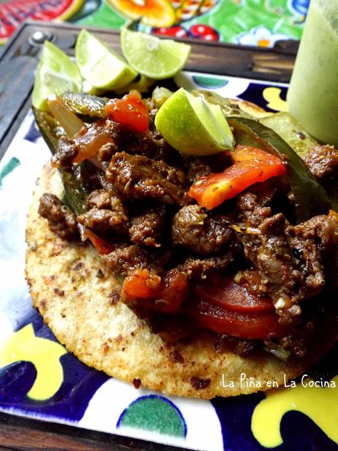 Steak Picado! One Skillet Beef Tacos! - La Piña en la Cocina Steak Picado, Carne Asada Steak, Chopped Steak, Home Cooked Meals, Taco Stand, Taco Fillings, Beef Tacos, One Skillet, Mexican Home