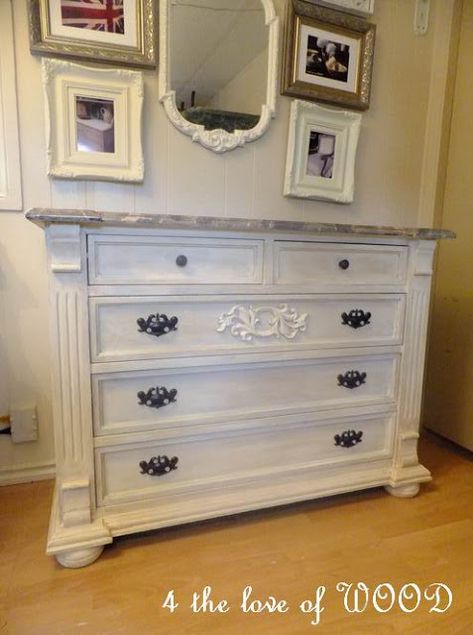 Old Dresser Makeover, Painting A Dresser, Marble Top Dresser, Vintage Wood Furniture, Faux Marble Paint, Glazing Furniture, Distressed Furniture Diy, Dresser Redo, Refinishing Furniture Diy