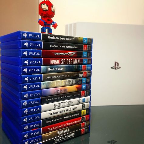 PS4 Gamer and Guitarist on Instagram: “Can you see your favourite game? If not let me know what I need to add to my collection :) A few years back I sold my entire gaming…” Ps4 Games Collection, Assassins Creed Origins, Video Game Room Design, Game Collection, Gaming Room Setup, Nerdy Things, Video Game Room, Dark Wallpaper Iphone, Ps4 Games