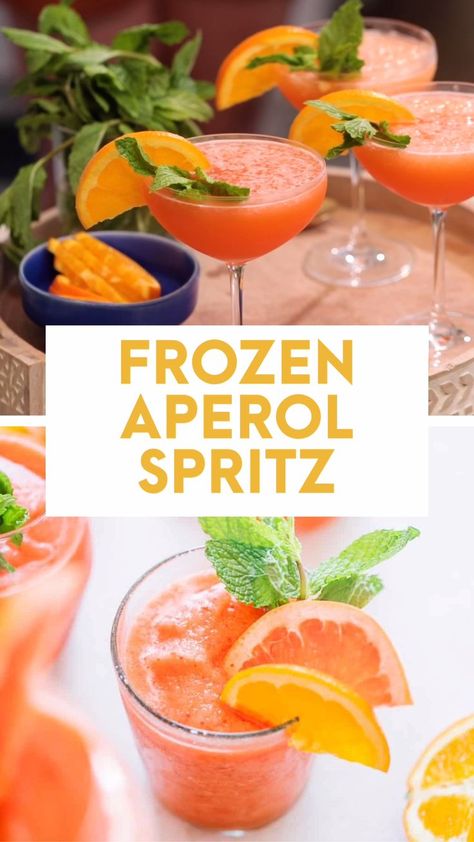 Frozen Aperol Spritz Recipe, Aperol Recipes, Aperol Spritz Party, Frozen Aperol Spritz, Cocktail Aperol Spritz, Christmas Drinks Alcohol Recipes, Aperol Spritz Recipe, Christmas Drinks Alcohol, Frozen Cocktail