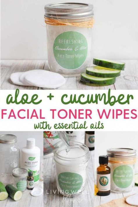 Make these simple 4-ingredient DIY facial toner pads with cucumber, witch hazel, aloe vera and essential oils for soothing and calming skin, moisturizing and more natural benefits for all skin types. #naturalskincare #diyfacecareroutine #essentialoils #naturalbeauty #cucumberskin Homemade Face Toner, Toner Pads, Natural Toner, Diy Facial, Homemade Face, 4 Ingredient, Toner For Face, Skin Care Recipes, Facial Toner