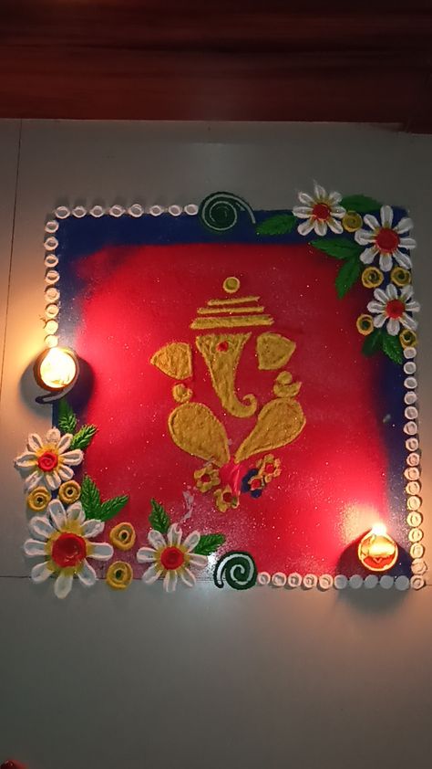 Ganpati Rangoli, Dairy Milk Chocolate, Rangoli Design, Dairy Milk, Rangoli Designs, Milk Chocolate, Chocolate Milk, Dairy, Milk