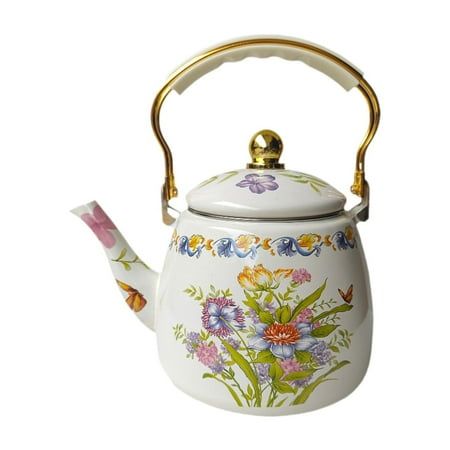 WeiLaiKeQi Enamel Tea Kettle 3.3L Leakproof Floral Teapot for Boiling Water.This coffee pot is heat resistant and suitable for various heating appliances including gas, induction cookersWith a capacity of 3.3L, this coffee kettle can serve multiple cups , making it ideal for family use or hosting guestsFloral enamel tea kettle suitable for home, office, cafe ,coffee shop or camping outdoor etcEnamel pot teakettle is ideal gift for tea lovers or coffee lovers on holiday, birthdayThe tea kettle is crafted from enamel material, this delicate pattern stovetop kettle is very stylish and beautiful, adding festive atmosphere for party3.3L Tea Kettle Floral Enamel Teapot with Handle. Home Coffee Kettle Tea Pot Water Milk Warmer. Tea Maker Camping Water Pot Enamel Kettle. Portable Enamel Coffee Pot