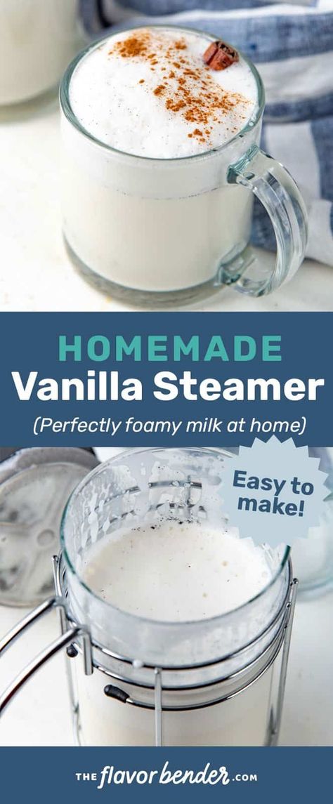 Steamed Milk Recipe, Vanilla Steamer, Froth Milk At Home, Milk Frother Recipes, Frothed Milk Recipes, Frother Recipes, Vanilla Drink, Espresso Dessert, Warm Drinks Recipes