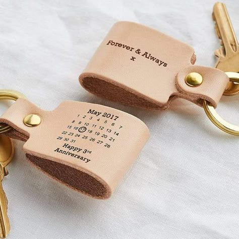 Third Wedding Anniversary Gifts, Third Wedding Anniversary, Personalised Calendar, Personalised Keyrings, Leather Keychains, Leather Anniversary Gift, Leather Engraving, Leather Anniversary, Personalized Fathers Day Gifts