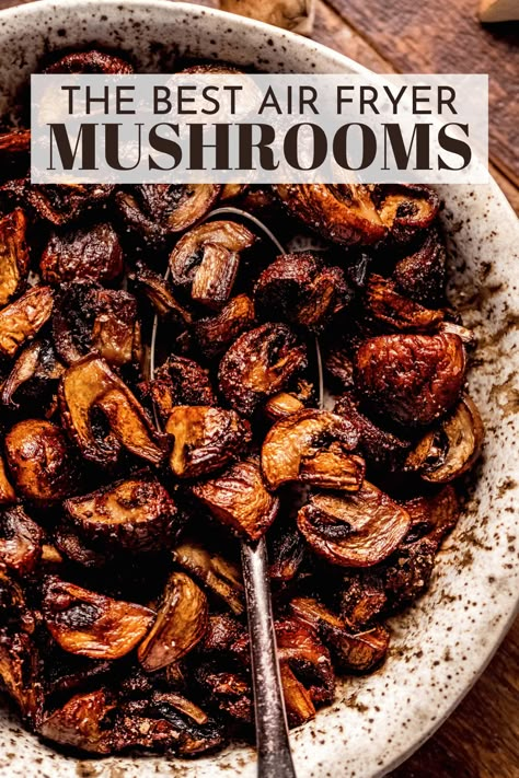 Air Fryer Mushrooms (Crispy + Flavor Packed!) Air Fryer Mushrooms, Cook Mushrooms, Easy Healthy Side Dishes, Grilled Steaks, Cooks Air Fryer, Fried Mushrooms, Stuffed Portabella Mushrooms, How To Cook Mushrooms, Garlic Mushrooms