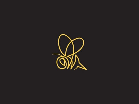 It's a bee. A cute bee illustration. Looks to be hand drawn. - #bees #drawings #illustrations Bee Logo, Gold Logo, In The Middle, Black Background, The Middle, Bee, Yellow, Gold, Black