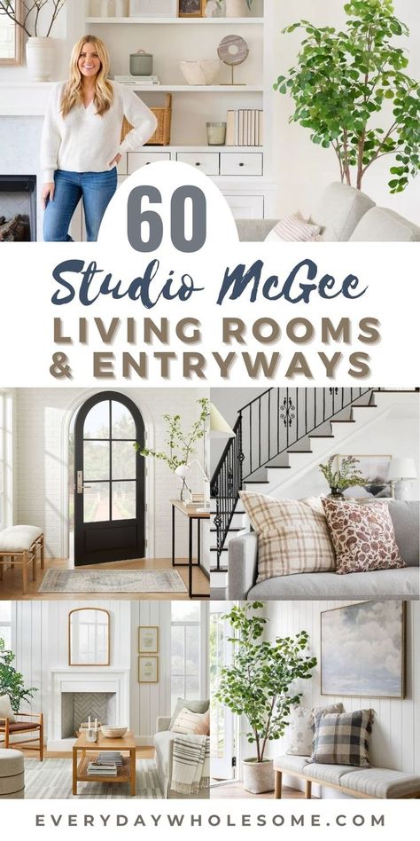 Target Threshold Studio Mcgee, Studio Mcgee Styling, Mcgee And Co Entry, Studio Mcgee Entry Table, Entry Table Decor Ideas Modern, Styling Foyer Table, Entryway Area Rug Ideas, Entry Table Lamp Ideas, Studio Mcgee Inspiration