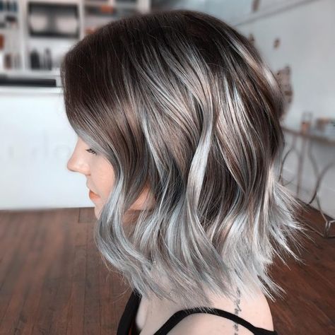 Ombre Grey Hair Ideas 3 Ombre Grey Hair, Balage Hair, Brown Ombre Hair Color, Silver Ombre Hair, Best Ombre Hair, Grey Hair Looks, Grey Ombre Hair, Short Ombre Hair, Brown Ombre Hair