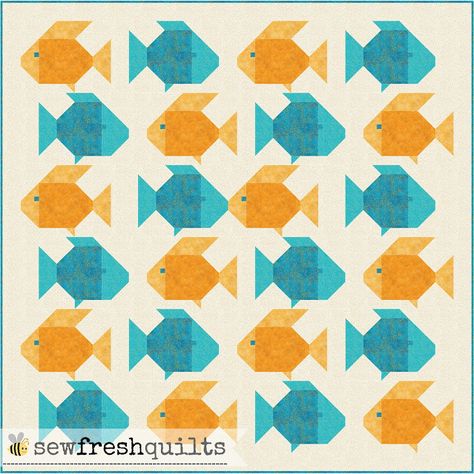 A modern quilt blog focused on practical tutorials and quilting tips. Fish Quilt Pattern, Granny Square Quilt, Fish Quilt, Modern Patchwork, Yellow Quilts, The Quilt Show, Black Birds, Cute Quilts, Animal Quilts