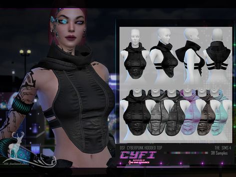 The Sims Resource - CYFI / CYBERPUNK HOODED TOP Cyberpunk Outfit Sims 4 Cc, Sims 4 Cc Dystopian Clothes, Ts4 Cc Cyberpunk, Sims4 Cyberpunk Cc, Sims 4 Cyberpunk Clothes, Sims 4 Cyfi Cc, Sims 4 Hood Cc, Sims Cyberpunk, Sims 4 Cc Cyberpunk