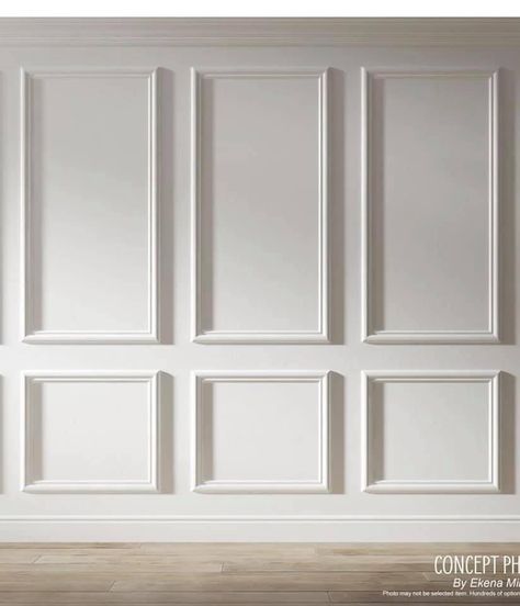 Molding On Walls Living Room Modern, Accent Walls With Squares, Wooden Moulding Design Wall, Green Wall Wainscoting, Wall Treatments For Hallways, Beige Wall Molding, Board Snd Batten Wall Bedroom, Paneled Dining Room Wall, Mock Curtains