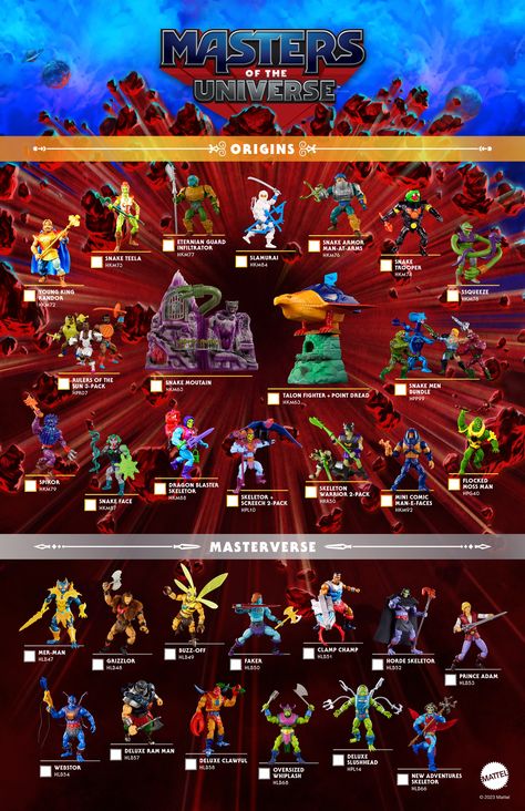 Mattel have sent through a ton of new product images for upcoming Masters of the Universe items due in Fall 2023. This includes both Origins and Masterverse, with roughly 30 new items included. No pre-orders yet, those should start going live at various retailers starting soon. Read on to check out all the images, including... 2023 Checklist, He Man Figures, Lego Simpsons, Skeletor Heman, Skeleton Warrior, Old School Toys, Classic Cartoon Characters, Secrets Of The Universe, She Ra Princess Of Power