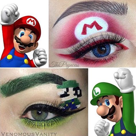 "Mario & Luigi 🎮🍄 Collab with @thepryncess ! Had to repost because the original post disappeared 😢! But be sure to check out @thepryncess cuz she is insanely talented! Details and close up of my look are in the previous post 💚 #venomousvanity #mehronmakeup #sugarpill #mariobros" Photo taken by @venomousvanity on Instagram, pinned via the InstaPin iOS App! http://www.instapinapp.com (07/24/2015) Mario And Luigi Makeup, Luigi Makeup, Luigi Costume, Mario Y Luigi, Mario Costume, Mario E Luigi, Eye Makeup Images, Mehron Makeup, Mario Luigi