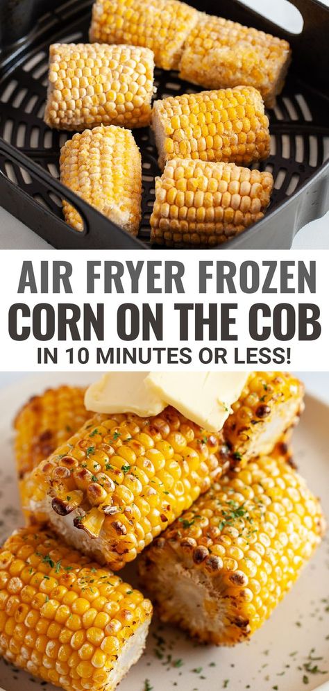 cooked corn on the cob from the air fryer Air Fryer Frozen Corn, Frozen Corn On The Cob, How To Cook Corn, Air Fried Food, Air Fryer Oven Recipes, Air Fry Recipes, Air Fryer Dinner Recipes, Air Fryer Healthy, Corn On The Cob