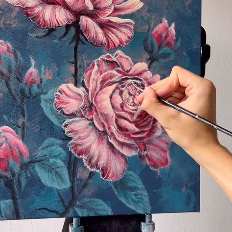 343K views · 11K reactions | Red Roses Acrylic Painting 🌹🎨 | Red Roses Acrylic Painting 🌹🎨 #art #painting #acrylicpainting | By Feliks K | Facebook Painting Red Roses, Roses Acrylic Painting, Roses Acrylic, Sketch Books, Painting Art, Red Roses, Acrylic Painting, Sketch Book, Art Painting