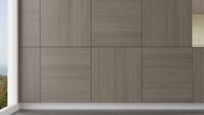 Gray Oak Textured Accent Wood Wall, Grey Veneer, Grey Wood Texture, Wood Wall Paneling, Interior Design Courses Online, Textured Wall Panels, Bathroom Paneling, Sophisticated Interior, Modern Wood Wall