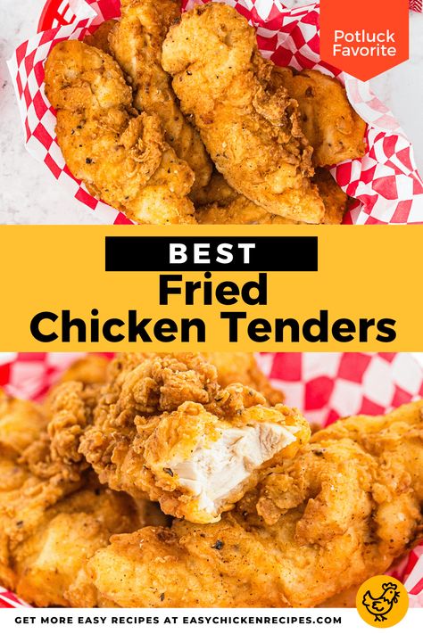 How To Deep Fry Chicken, Deep Fried Chicken Tenders, Crispy Fried Chicken Tenders, Deep Fried Chicken Breast, Fried Chicken Tenders Recipe, Homemade Crispy Chicken, Chicken Tender Recipes Easy, Buttermilk Fried Chicken Tenders, Spicy Chicken Tenders