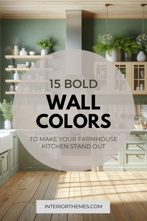 Looking to refresh your farmhouse kitchen? Discover 15 stunning wall colors that will add warmth, personality, and a fresh look to your space. Paint Schemes For Kitchen, Color Paint For Kitchen Walls, Modern Farmhouse Kitchens Painted Cabinets, Kitchen Accent Wall Color Ideas, Best Paint Colours For Kitchen Walls, Wall Colors For Farmhouse Look, Kitchen With Colored Walls, Modern Farmhouse Kitchen Color Palette, Kitchen Paint Palette