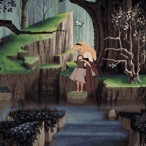 Love this backdrop for Sleeping Beauty Putri Aurora, Sleeping Beauty 1959, Animation Disney, Disney Gif, Disney Sleeping Beauty, Briar Rose, Art Disney, Princess Aurora, Old Disney