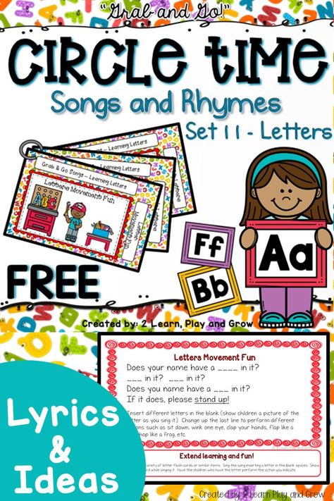 Download your FREE set of "grab and go" song cards NOW!  This is set focuses completely on letters and letter sounds.  These song cards will have your kids moving and using their brain power in fun and interactive ways.  Best part, they are completely free, so get yours now! Circle Time Games, Song Cards, Preschool Easter, Circle Time Songs, Kindergarten Songs, Circle Time Activities, Preschool Circle Time, Activities Kindergarten, Prek Classroom