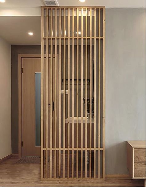 Slated Wood Room Divider, Slatted Room Divider, Slat Room Divider, Wooden Slat Room Divider, Modern House Design Interior 2024, Slat Wall Divider, Living Dining Partition, Wood Room Divider, Separating Rooms