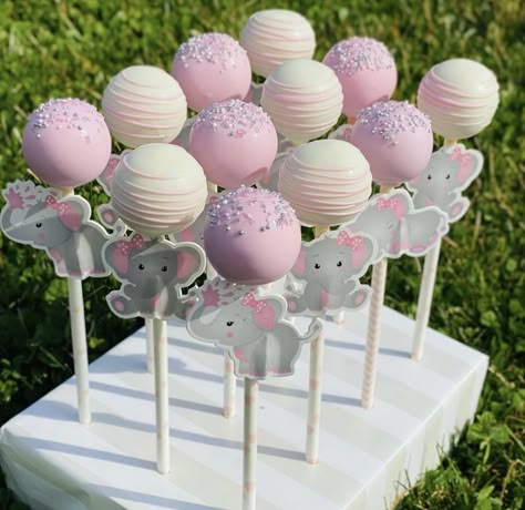 Elephant Themed Cake, Pudding Shooters, Elephant Cake Pops, Baby Elephant Cake, Themed Cake Pops, Cake Popsicles, Pastry Ideas, Girl Shower Themes, Sales Ideas