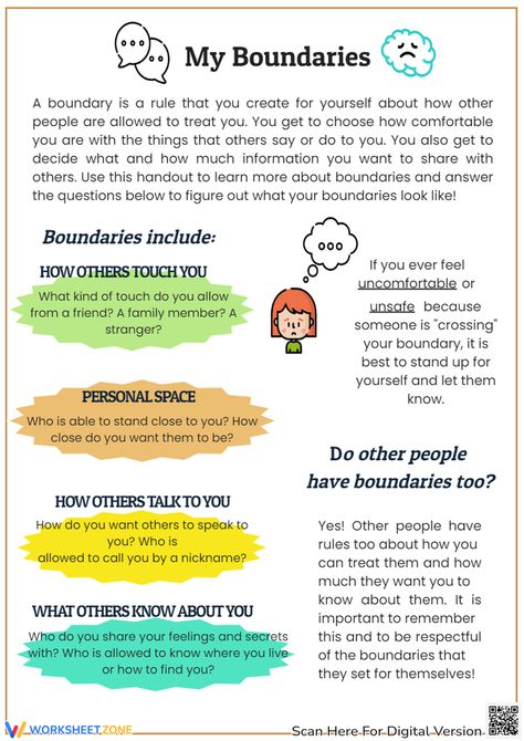 My Boundaries Worksheet Tfcbt Activities For Kids, Cbt Activities For Kids, Setting Boundaries Activities, Boundaries For Kids, Healthy Boundaries Group Activity, Setting Boundaries With Kids, Personal Boundaries Worksheet, Setting Healthy Boundaries Worksheet, Family Therapy Interventions