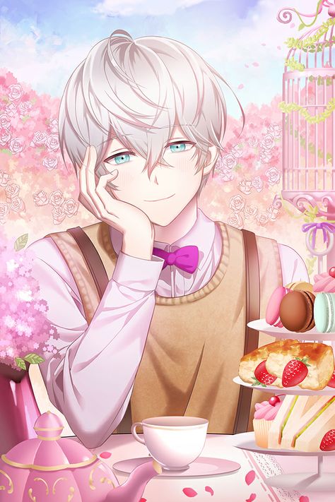 Jumin Seven Mystic Messenger, Mystic Messenger Unknown, Luciel Choi, Mystic Messenger Characters, Saeran Choi, Sanrio Danshi, Mystic Messenger 707, Grey Hair Men, Flower Boys