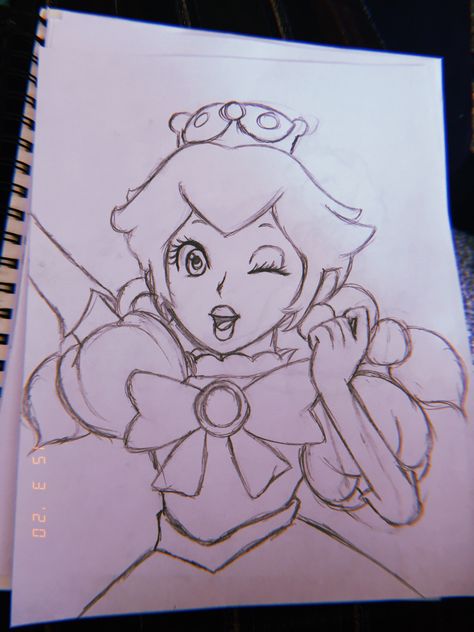 Mario Peach Drawing, Princess Peach Sketch Art, Princess Peach Drawing Easy, Princess Drawings Sketches, Princess Peach Sketch, Princess Peach Drawing, Drawing Mario, Friends Drawings, Disney Princess Coloring Pages