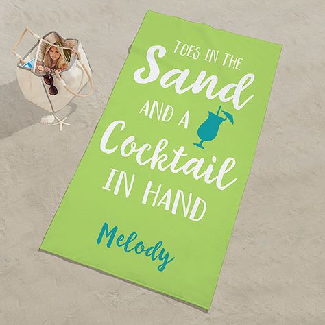 Toes In The Sand Personalized Beach Towel Cute Summer Quotes, Personalized Towels Kids, Spring Break Gift, Pool Gifts, Summer At The Beach, Beach Towel Gift, Beach Towel Blanket, Green Beach, Beach Bachelorette