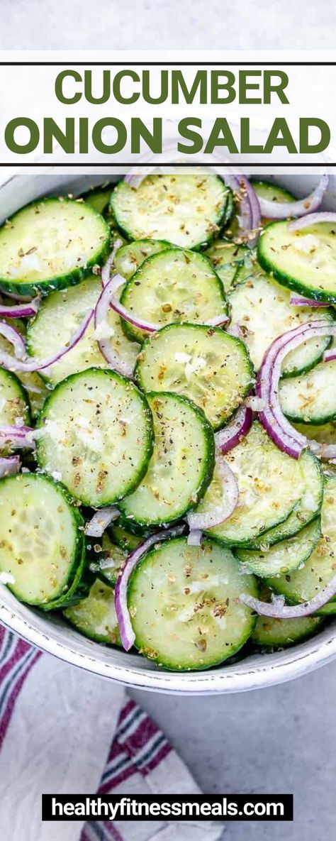 Salad With Onion, Cucumber And Onion Salad, Onion Salad Recipe, Cucumber And Onion, Cucumber Onion Salad, Cucumber Salad Vinegar, Cucumber Onion, Vinegar Cucumbers, Roasted Red Pepper Soup