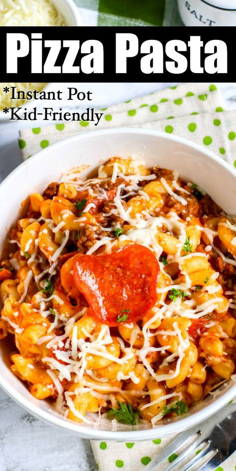 Instant Pot Pizza Pasta Recipe #pizzapasta #pizzamacaroni Instant Pot Pizza, Pepperoni Pizza Pasta, Stylish Cravings, Pizza Pasta Recipe, Grab Food, One Pot Meal, Pizza Food, Low Carb Eating, Instant Pot Dinner Recipes