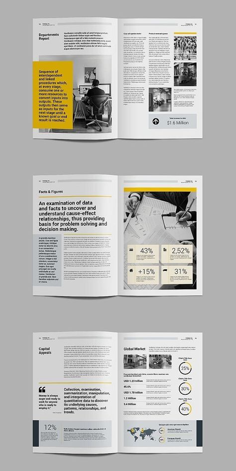 Editorial Design Layouts, Design De Configuration, Annual Report Layout, Layout Editorial, Report Layout, Mises En Page Design Graphique, Magazine Layout Inspiration, Annual Report Template, 브로셔 디자인