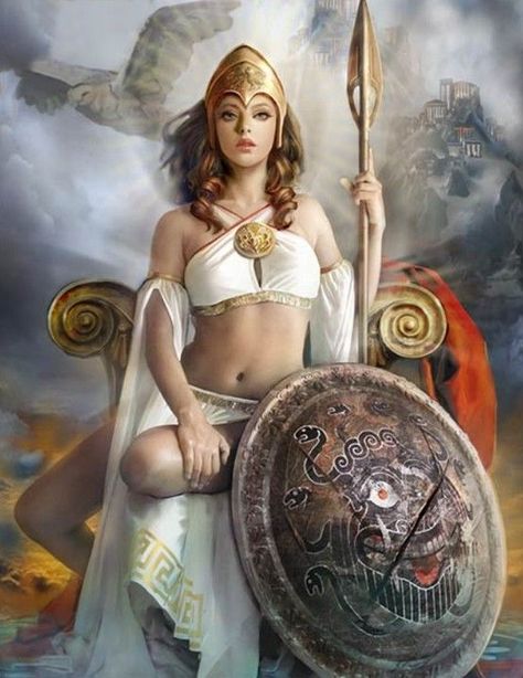 Atena                                                                                                                                                      Mais Daughter Of Zeus, Heroic Fantasy, Greek Gods And Goddesses, Greek And Roman Mythology, Athena Goddess, Roman Mythology, Mythology Art, Warrior Princess, Greek Goddess