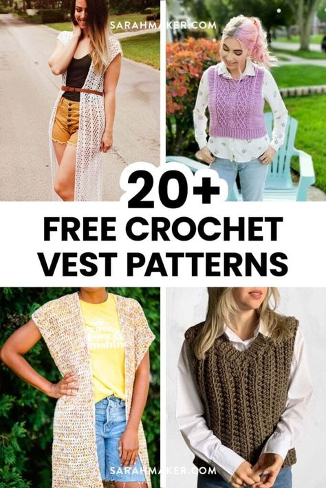 Crochet Slip Over Vest Pattern, Womens Crochet Vest Patterns Free, Crochet Womens Vest, Crochet Cropped Vest Pattern Free, Crochet Crop Vest Pattern Free, Crochet Winter Tops Free Pattern, Crochet Gilet Free Pattern, Crochet Vest Pattern Free Woman Winter, Free Vest Crochet Patterns