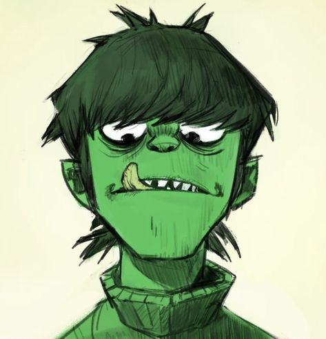 Murdoc Niccals Fanart, Murdoc Niccals, Phase 4, Gorillaz, Tattoos, Green, Hair