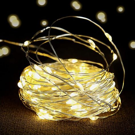 Amazon.com: Fairy Lights Battery Operated 1 Pack 16FT 50 Led Mini Battery Powered String Lights Twinkle Lights Mason Jar Lights Waterproof Firefly Lights DIY Party，Wedding，Christmas，Decoration（Warm White） : Home & Kitchen Copper Wire Lights, Firefly Lights, Power Converter, Wire Lights, Light Copper, Solar String Lights, Mason Jar Lighting, Jar Lights, Fairy String Lights