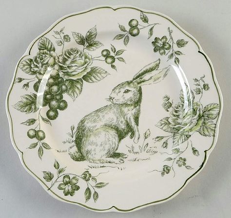 Farmhouse Dinnerware, Easter Display, Easter Plates, Bunny Plates, Green Plates, Easter Bunny Rabbit, Vintage Spring, Easter Rabbit, Dinner Plate Sets