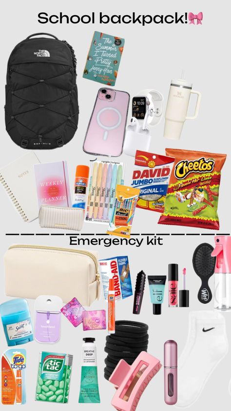 Just added some things Morning Routines For School, Routines For School, Bic Pencils, Bitmoji Outfits Baddie, School Emergency Kit, Bitmoji Outfits, Everyday Bag Essentials, Things To Pack, Girls Back