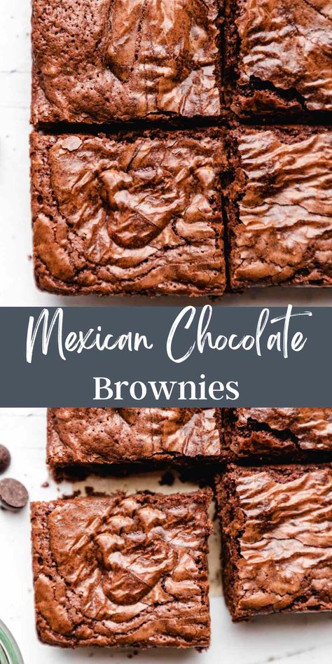 Mexican Brownies - I Heart Eating Cacao Brownies Recipes, No Bake Mexican Desserts, Dessert That Goes With Chili, Mexican Brownies Recipe, Cinnamon Brownies, Spicy Brownies, Mexican Brownies, Hot Chocolate Brownies, Sweet Bars