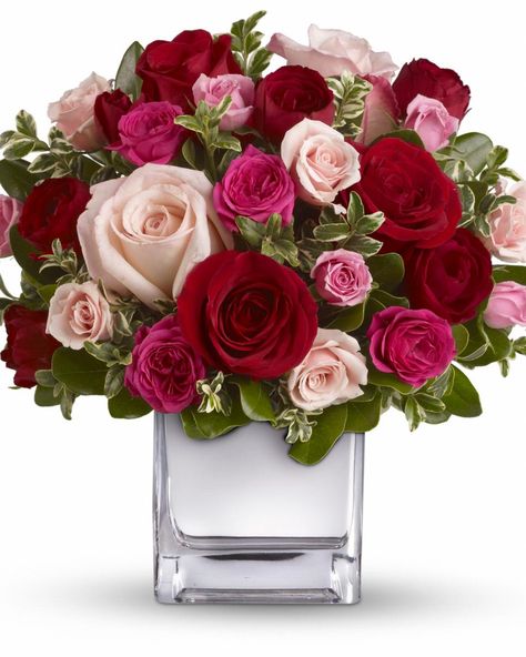 Check out these inspiring flower arrangements and color combinations using the perennially popular rose. Bunch Of Red Roses, Rose Delivery, Simple Wedding Flowers, Red And Pink Roses, Anniversary Flowers, Rose Arrangements, Valentines Flowers, Same Day Flower Delivery, Romantic Flowers