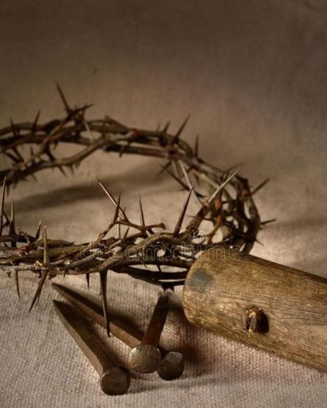 Crown Of Thorns Art, Crown Of Thorns And Nails, Crown Of Thrones, Easter Scriptures, Jesus Crown, Christian Drawings, Casting Crowns, Wooden Mallet, Spiritual Pictures