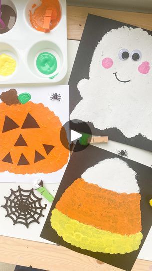 2K reactions · 46 shares | Pom Painting 👻 follow @abcdeelearning for more kids ideas | Deena Keller | beaver.arts · Original audio Fall Preschool Activities, Fun Halloween Crafts, Halloween Arts And Crafts, Popular Crafts, Moms Crafts, Pom Pom Crafts, Handprint Craft, Halloween Painting, Halloween Crafts For Kids